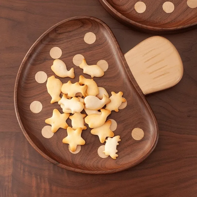 Creative And Cute Black Walnut Solid Wood Washable Mushroom Tray Children's Dinner Plate Special Wooden Tableware Dim Sum Plate