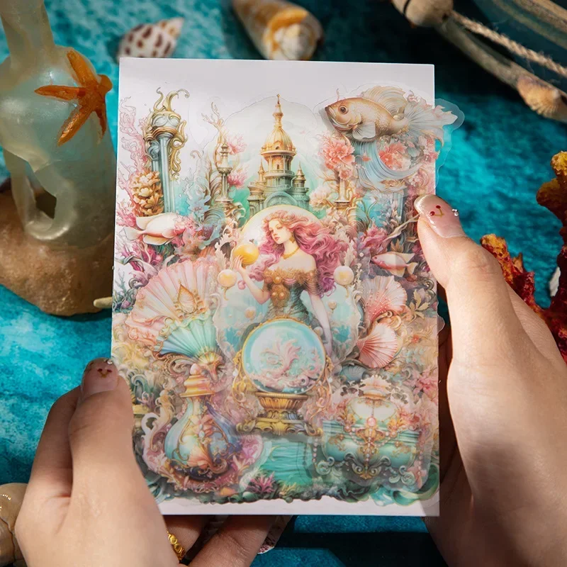 20Sheets Vintage PET Stickers Fairy Tale Traveler package Scenery Handbook European Background Writing Scrapbook cut 144*95mm