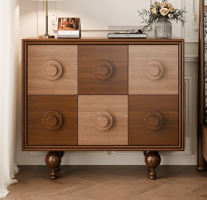 American Light Luxury Retro Color Matching Exquisite Chest of Drawers Modern Minimalist Bedroom Storage Curio Cabinet