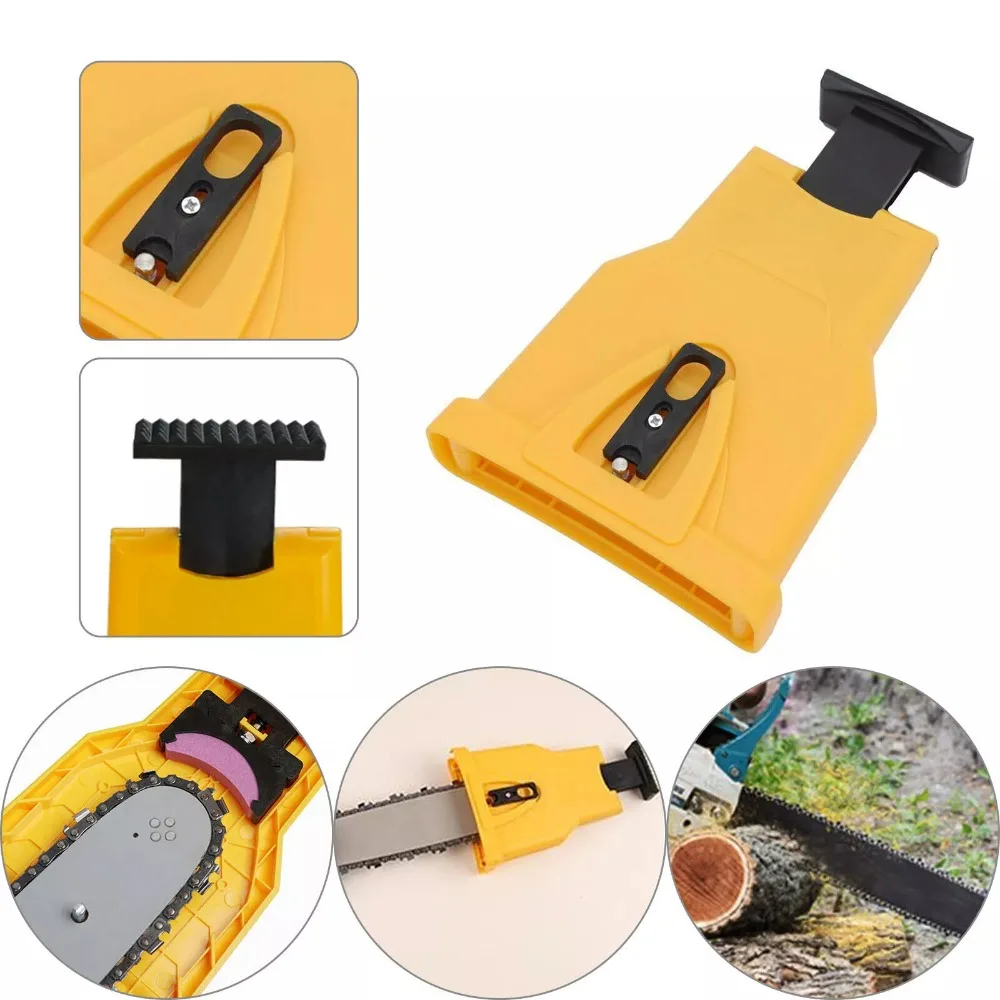 Universal Teeth Chainsaw Sharpener Protable Yellow Chainsaw Teeth Sharpener Bar-Mount Outdoors Chain Saw Fast Sharpening Tool