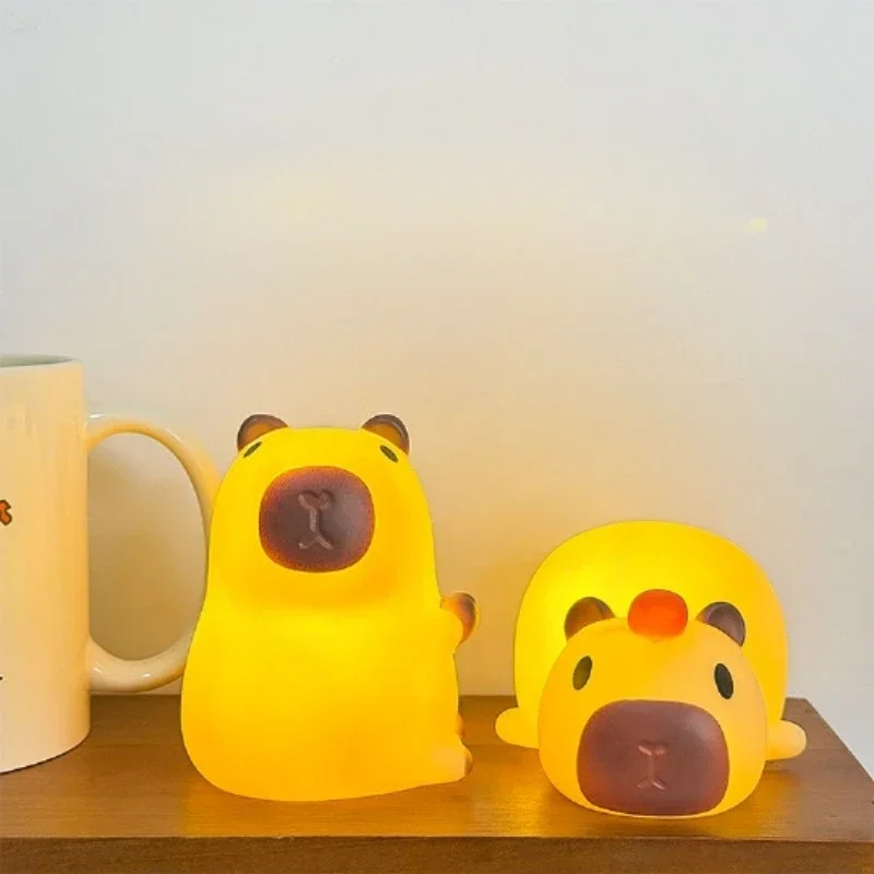 Capybara Piccola luce notturna Lampade per animali ricaricabili USB portatili Lampada touch control Luce notturna in silicone con funzione di temporizzazione