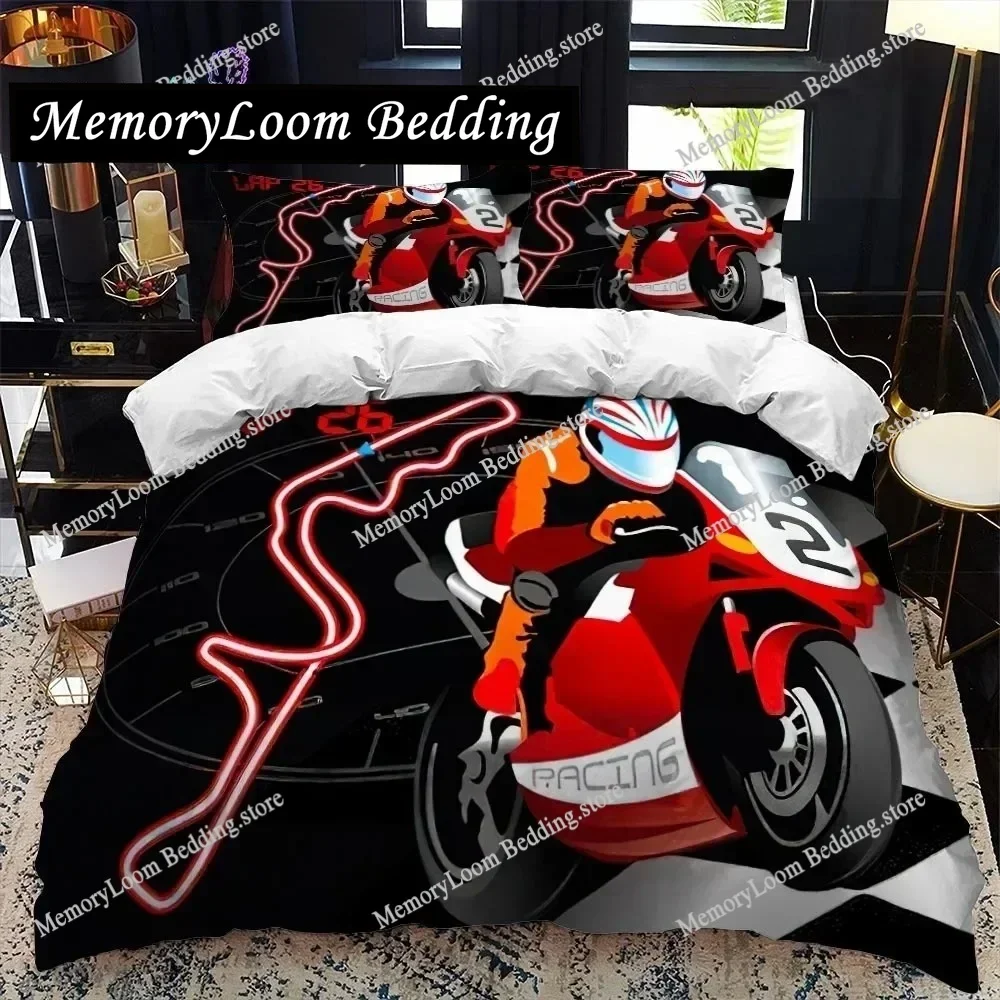 Motorcycle Rider 3D Print Bedding Set Single Twin Full Queen King Size Bed Set Adult Kid Bedroom Bedding Gift