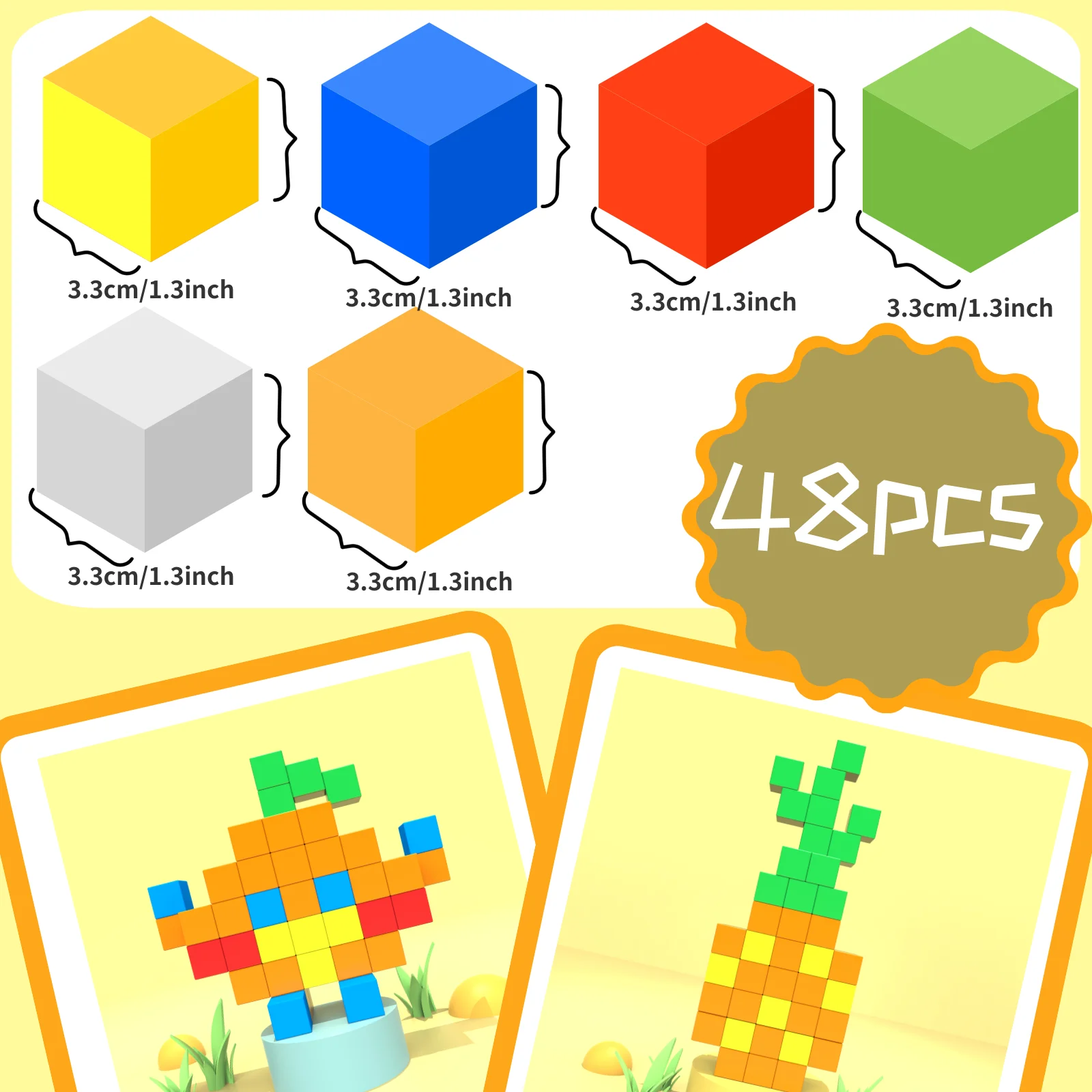 48 قطعة كتل مغناطيسية هدايا لعمر 3 4 5 6 سنوات، مكعبات بناء مغناطيسية للفتيات والفتيان