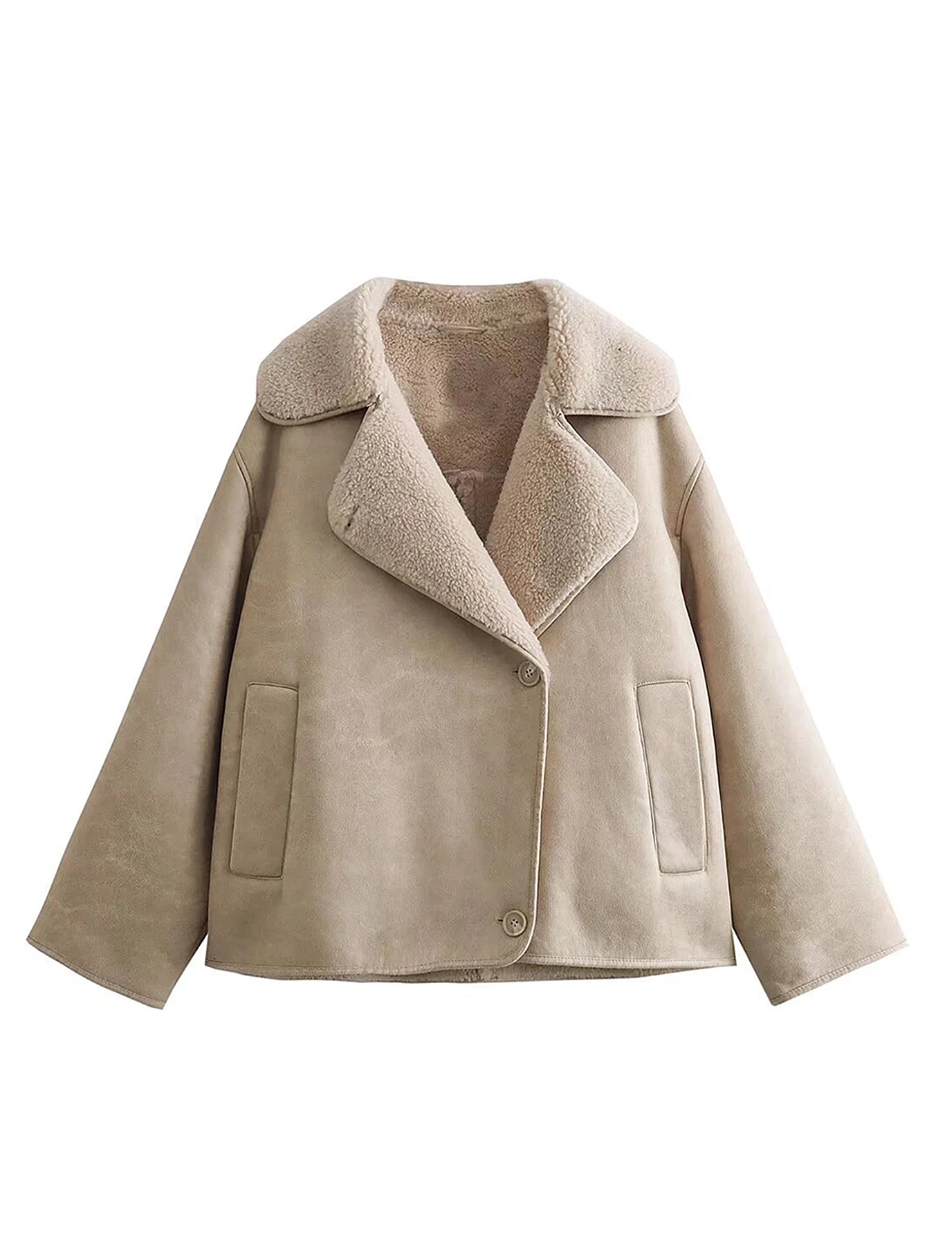 

Women's Winter Coat K-Fashion Casual Solid Color V-Neck Long Sleeve Single Breasted Basic Daily Jacket for Women