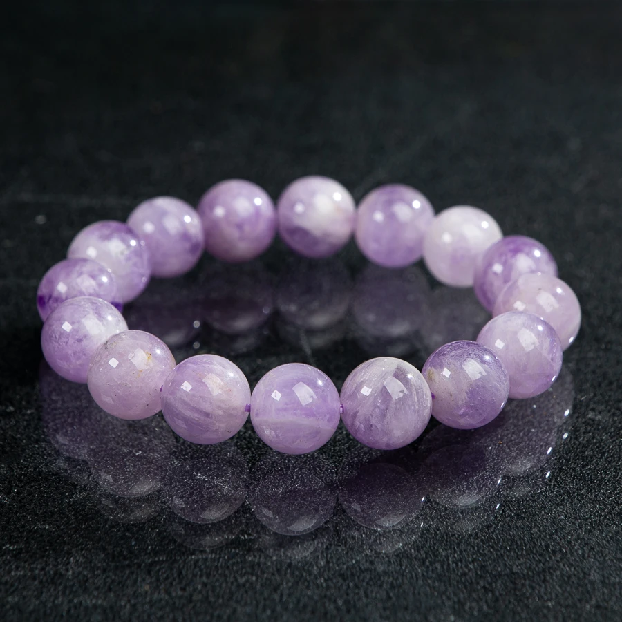 

TIMESWIND Natural Original Purple Crystal 12mm Round Beaded Women Bracelet with Fashion Jewelry with Certificate