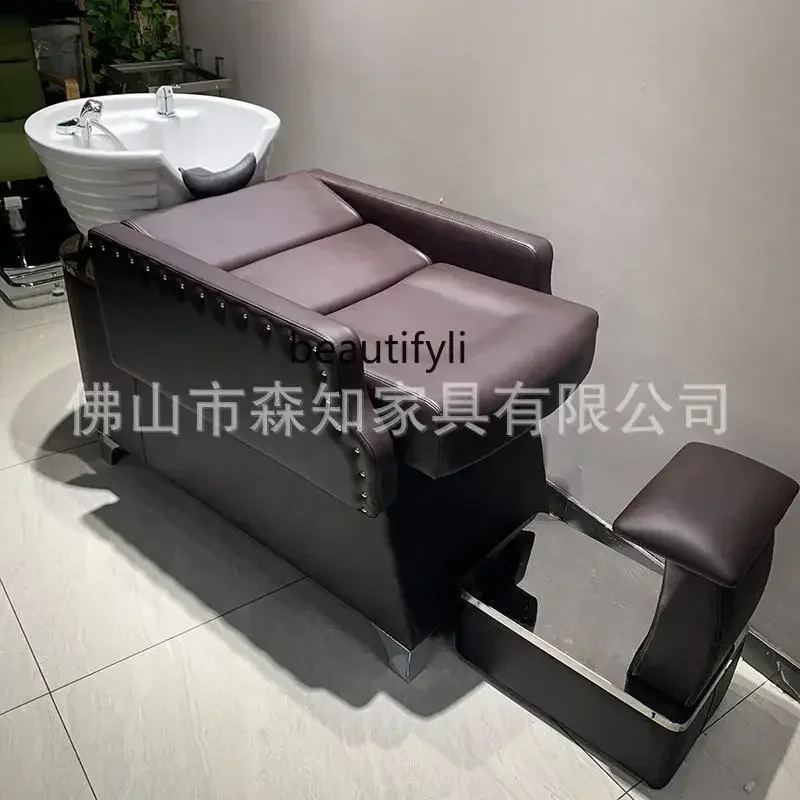 

YH Massage shampoo bed Barber shop, semi-reclining shampoo flush bed, hairdresser spa bed with pedals Y