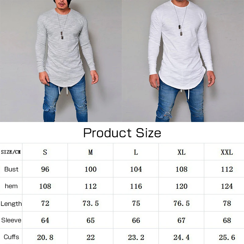 T-shirty męskie Lycra S-3Xl z długim rękawem T Shirt czysty kolor Casual męskie koszulka męska z długim rękawem dla mężczyzn