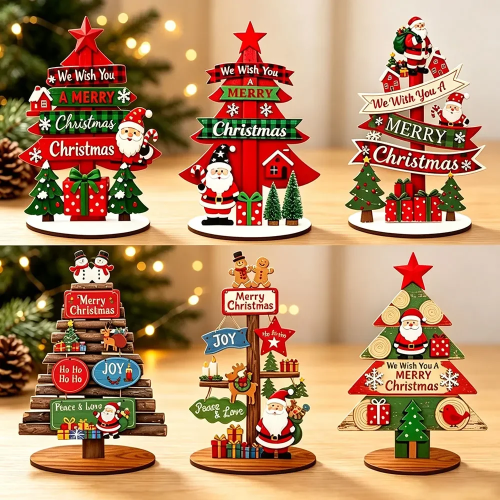 Runt 1pc Mini Wooden Christmas Tree,Merry Christmas Decor for Home,Xmas Gifts ,Navidad 2026 ,New Year Table Decor