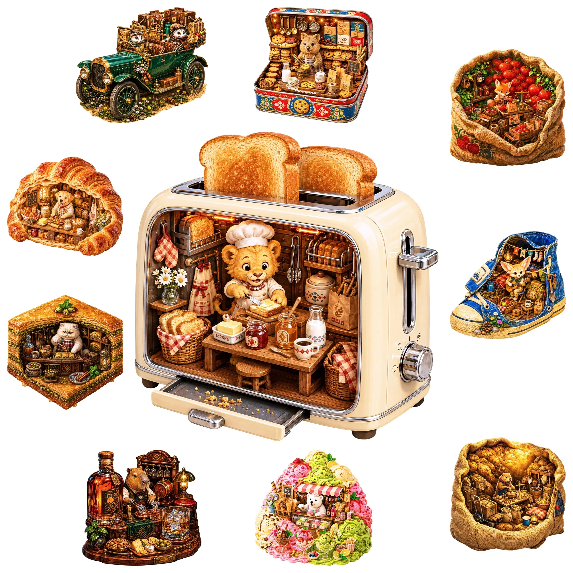 Toaster Flat Wooden Puzzle Animal Puzzle Toy Animal Jigsaw Puzzle Unique Gift for Any Occasion Gift for Teens Kids