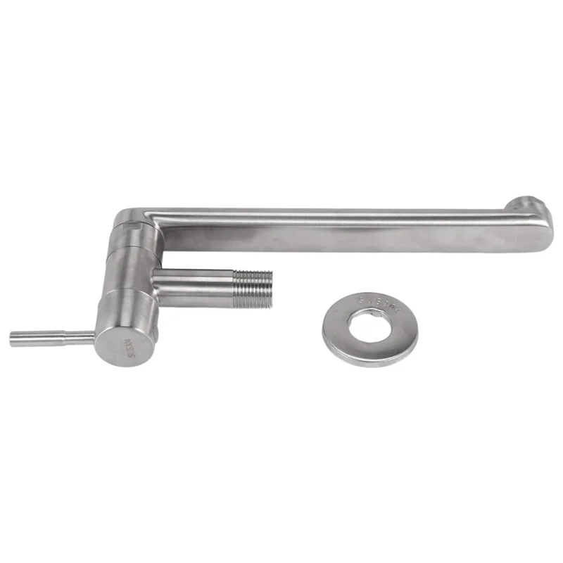 Robinet de cuisine Rotation à 180 degrés évier vadrouille robinet de piscine en acier inoxydable allongé mural unique robinets d'eau froide-AA25