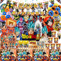 Dragon Ball Birthday Party Decoration Son Goku Balloons Decor Tableware Paper Plates Napkin Cup Party Supplies Toys for Boy Gift