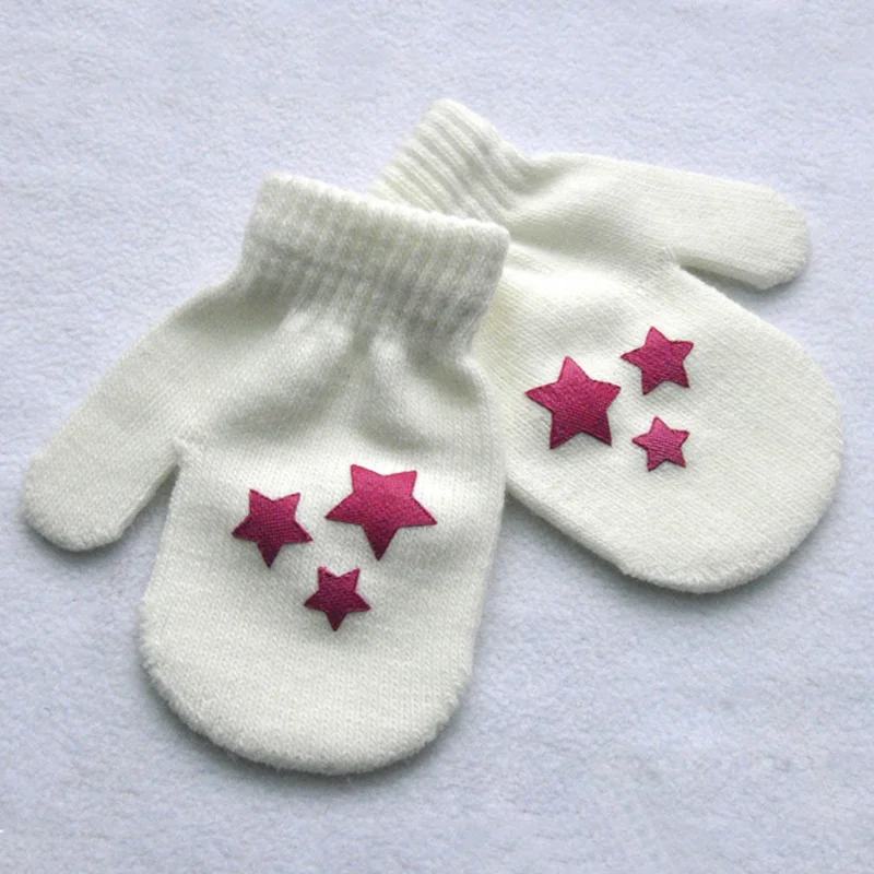 Guantes gruesos de lana sin dedos para niños, mitones de lana de punto para niños de 2 a 5 años, calentador de manos para niños y niñas, mitones de lana de estrella de moda para bebés