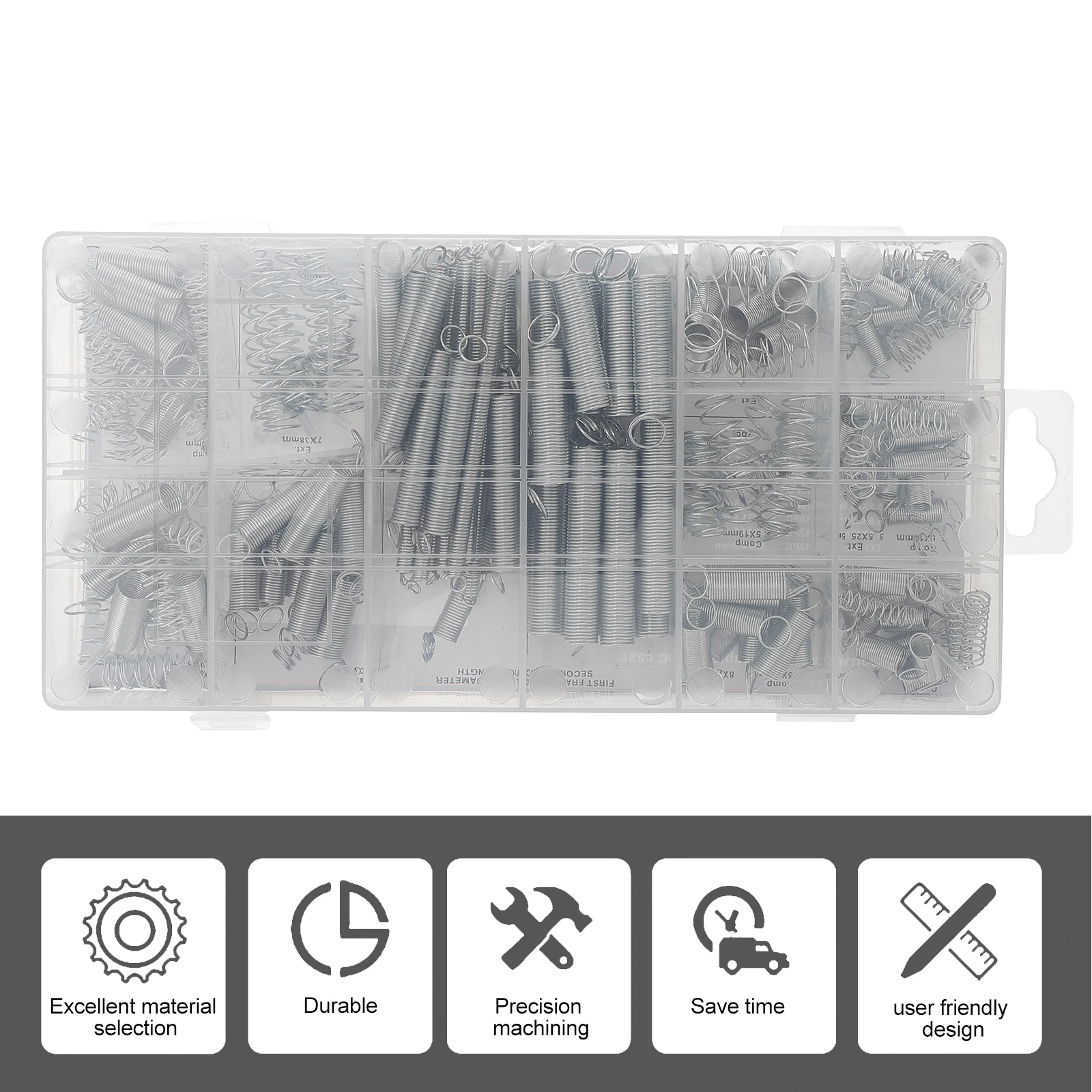 

200pcs Spring Assortment Spiral Galvanized Extension Springs High Resistance Corrosion Automotive Appliances Medical