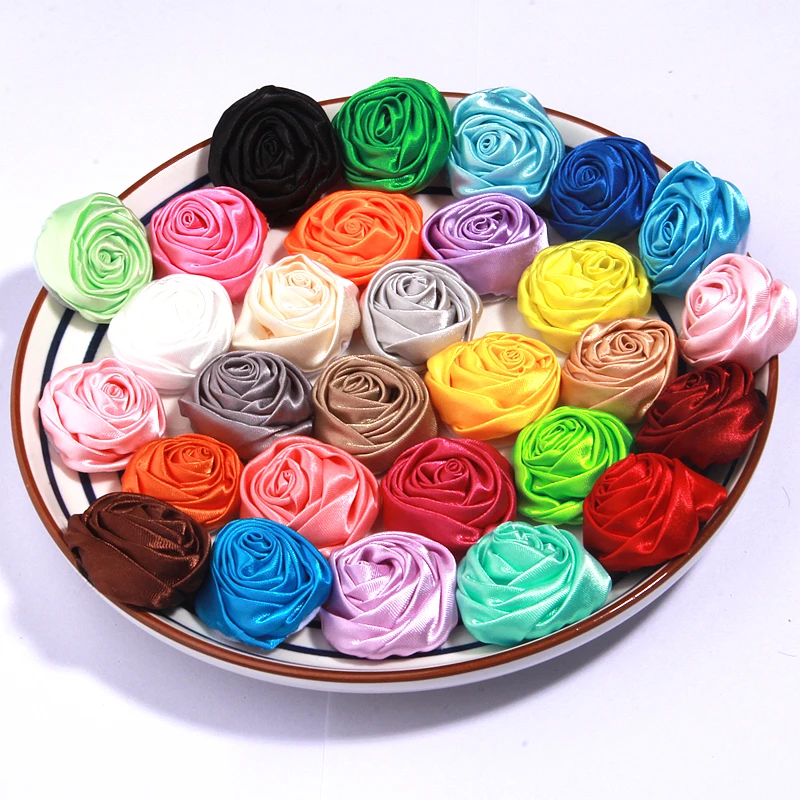 3.5cm 3D Organza Chiffon Gauze Burnt Edge Fabric Artificial Rose Flower Wedding Dress Neck Decoration DIY Hair Accessories