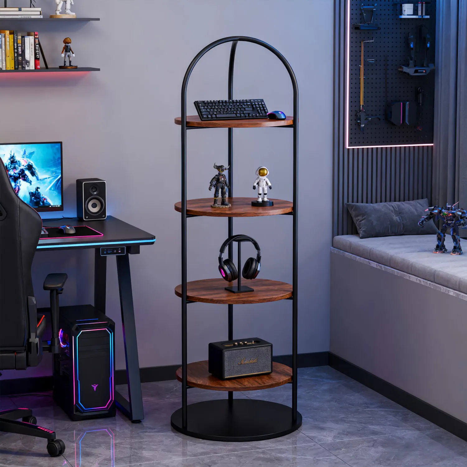 

Living room snack storage iron multi-layer floor-to-ceiling household figure display shelf e-sports style book