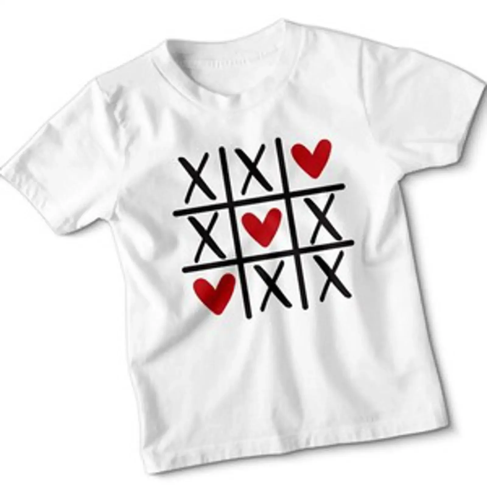 Tic Tac Toe Herzen Spiel Liebe Kinder T Shirt süß Valentinstag Geschenk vintage Washed Top For Everyday Wear Stylish homme