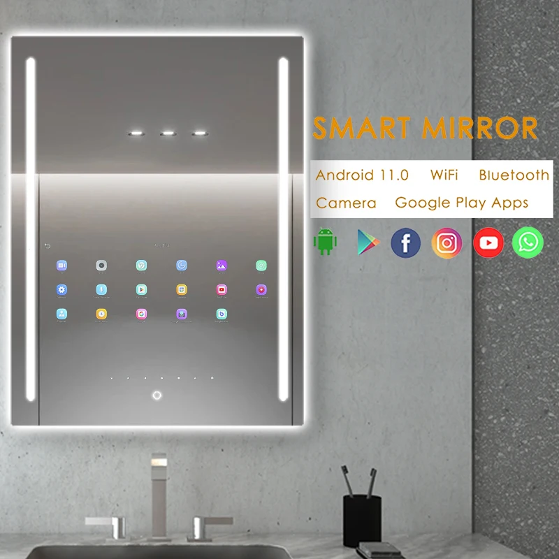 Manufacturer Full Length Size Smart Mirror Android LED WIFI Blue_tooth Bathroom Touch Screen 21.5/24 Inchfull Hd Tv Mirror