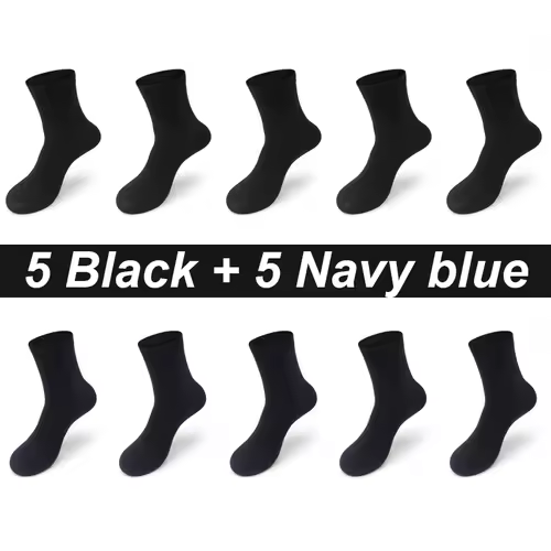 10Pairs/Lot Men's Bamboo Fiber Socks Long Black Business Soft Breathable New High Quality  Autumn for Male Socks Plus Size 39-48 - Image 15