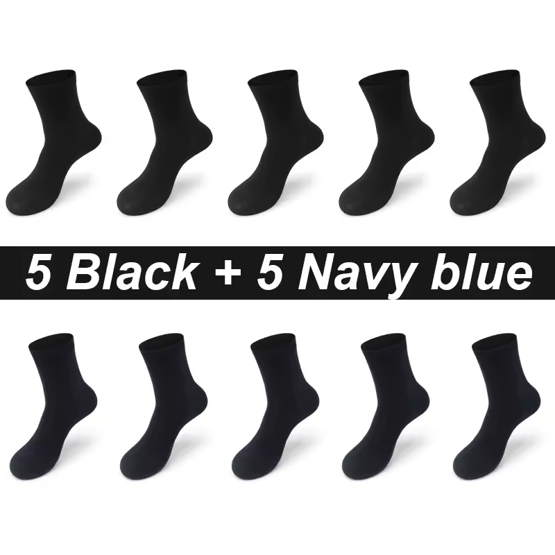 10Pairs/Lot Men's Bamboo Fiber Socks Long Black Business Soft Breathable New High Quality  Autumn for Male Socks Plus Size 39-48 - Image 15