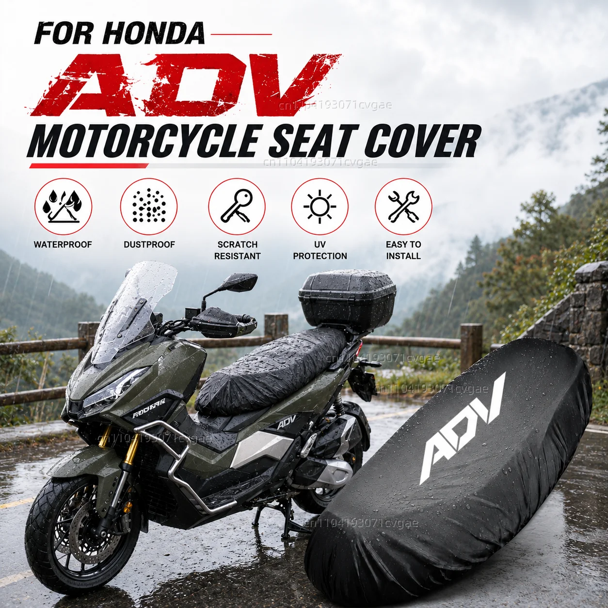 

For Honda ADV160 ADV150 ADV350 ADV 350 160 150 Motorcycle Rain Seat Cover Waterproof Saddle Cover Black 210D UV Protection