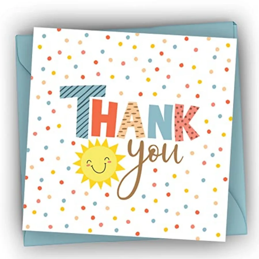 

Lil Ray of Sunshine Thank You Cards - Pack of 36 Cards With Matching Envelopes - Small Thank You Cards Sized 5 x 5