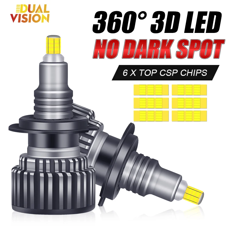 

Dualvision H7 Led Canbus 360 Автомобильные фары H1 H8 H9 H11 9006 HB4 9005 HB3 Противотуманные фары Супер мини-диоды Фары дальнего ближнего света 12 В