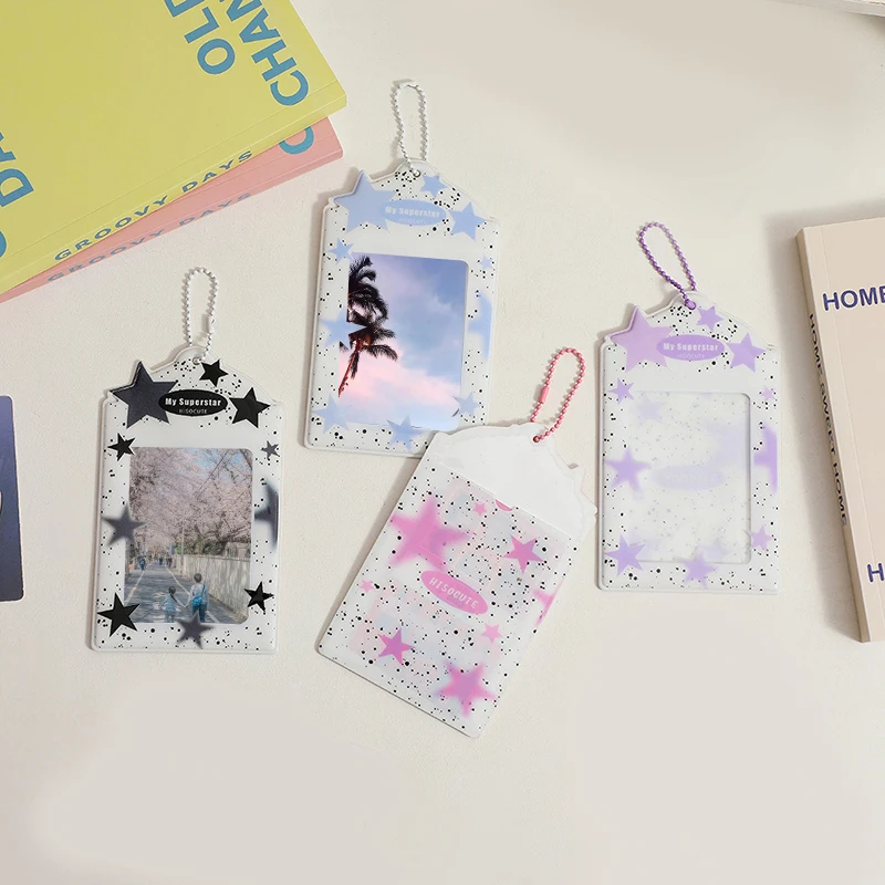INS PVC Star Series Photocard Holder Keychain Idol Photo Sleeves Postcards Display Holder Bus ID Cards Photocards Protector
