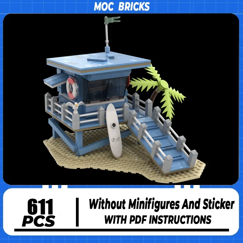 

Street View Model Moc Building Bricks Lifeguard Tower Model Technology Modular Blocks Gifts Christmas Toys DIY Sets Assembly