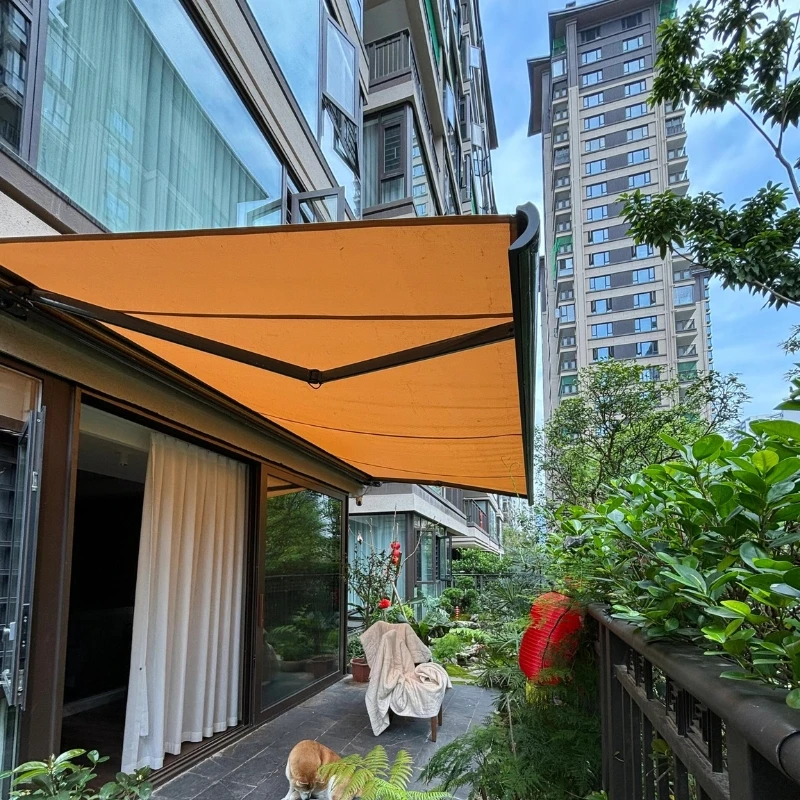 Windproof, Sunproof Electric Aluminum Retractable Full-box Sunshade Canopy for Balcony and Courtyard