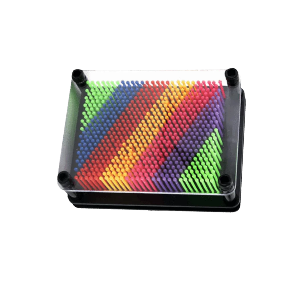 Classic 3D Effect Pin Art Board Novel Design Compact Size Pin Art Rainbow Color 3D Pin Sculpture Desktop Decoration