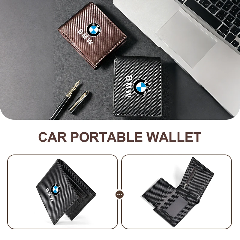 Carbon Fiber Streamlined Men's Sticker Wallet Portable Card Case For BMW M5 M4 M3 F20 F40 F22 F30 E90 F32 F10 F06 F07 F46 E60 Z4 - view 4