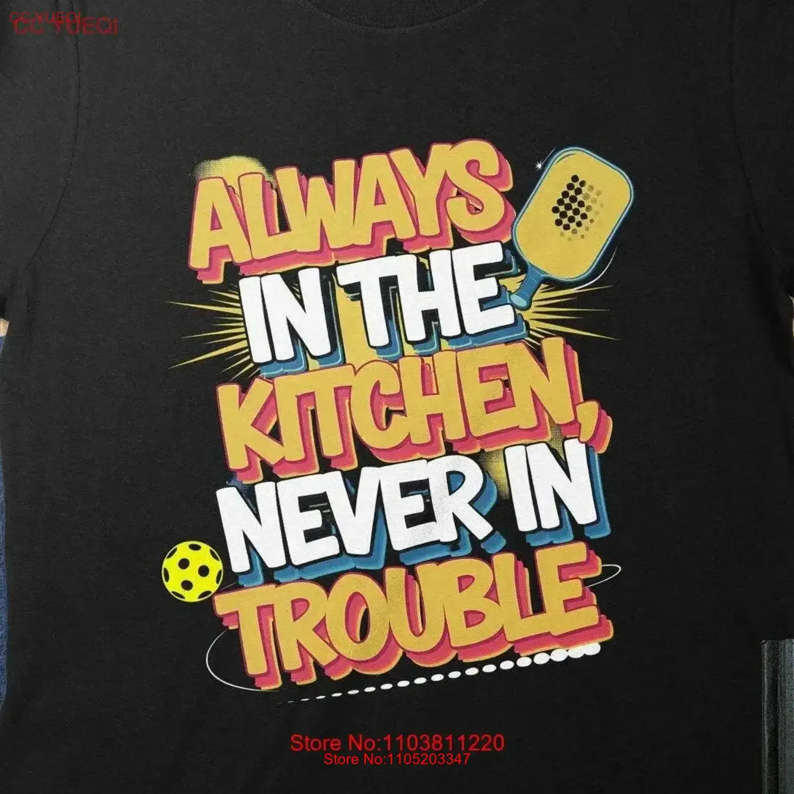 

Funny Pickleball T Shirt Always in the Kitchen Never Trouble Women's Fun Sport Lovers vintage Washed fashion Soft Comfortable