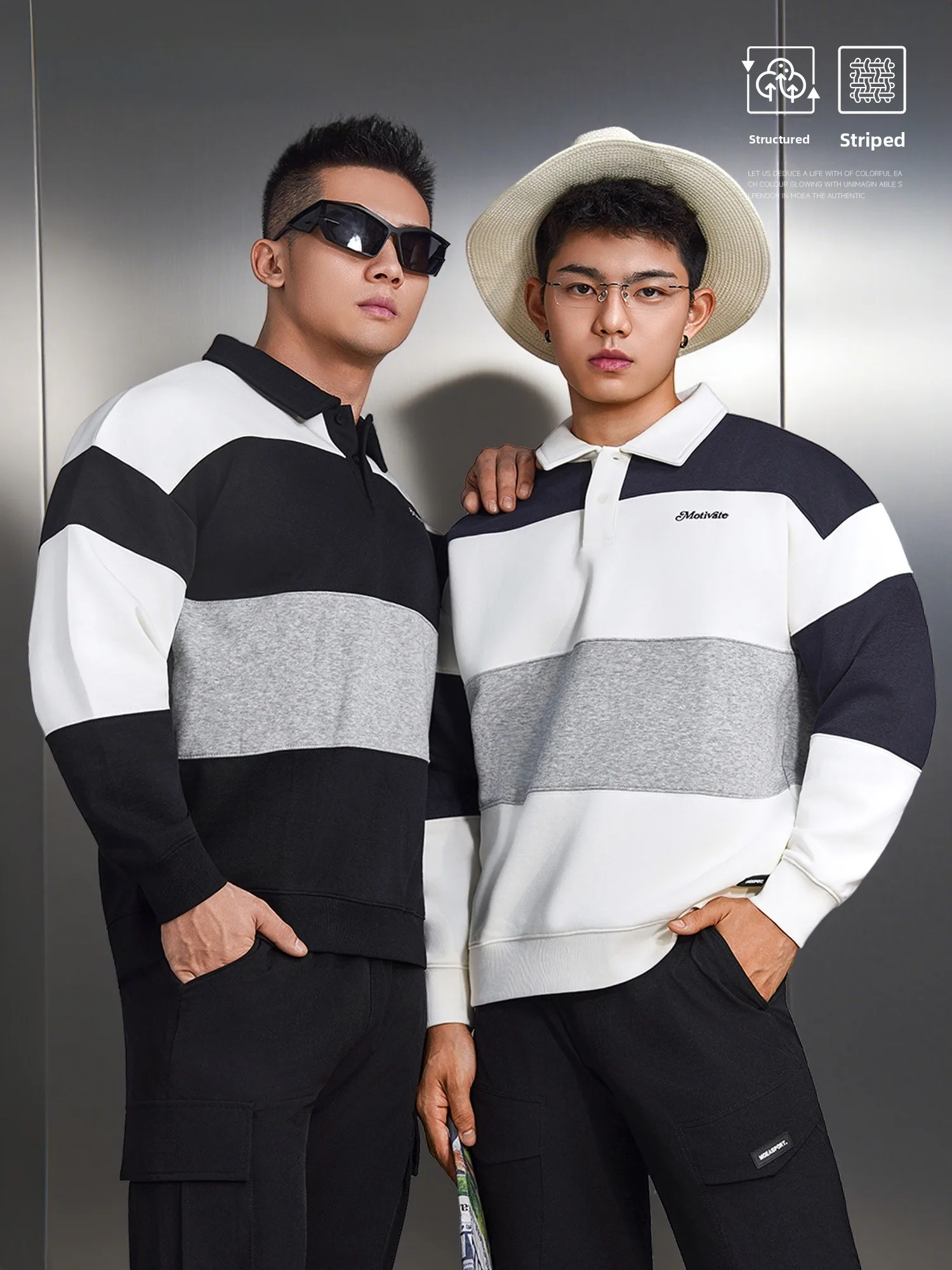 

Color Blo Sweatirt Men's Casual Sportswear Long Sve Striped irt Korean Sle Spring Autumn Faion Urban Wear