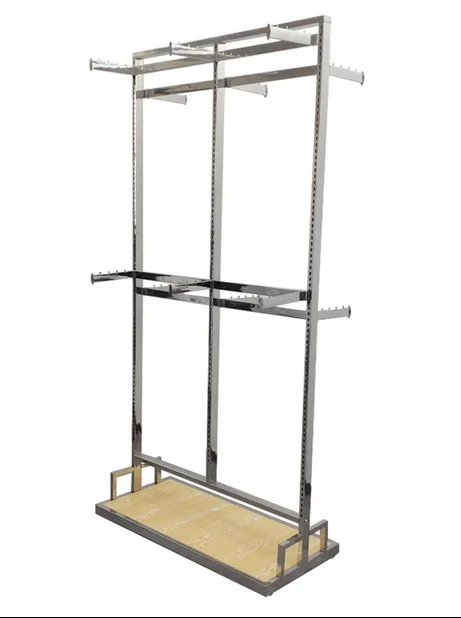 

Clothing supermarket display rack, shopping mall display rack, stainless steel double layer women's clothing rack