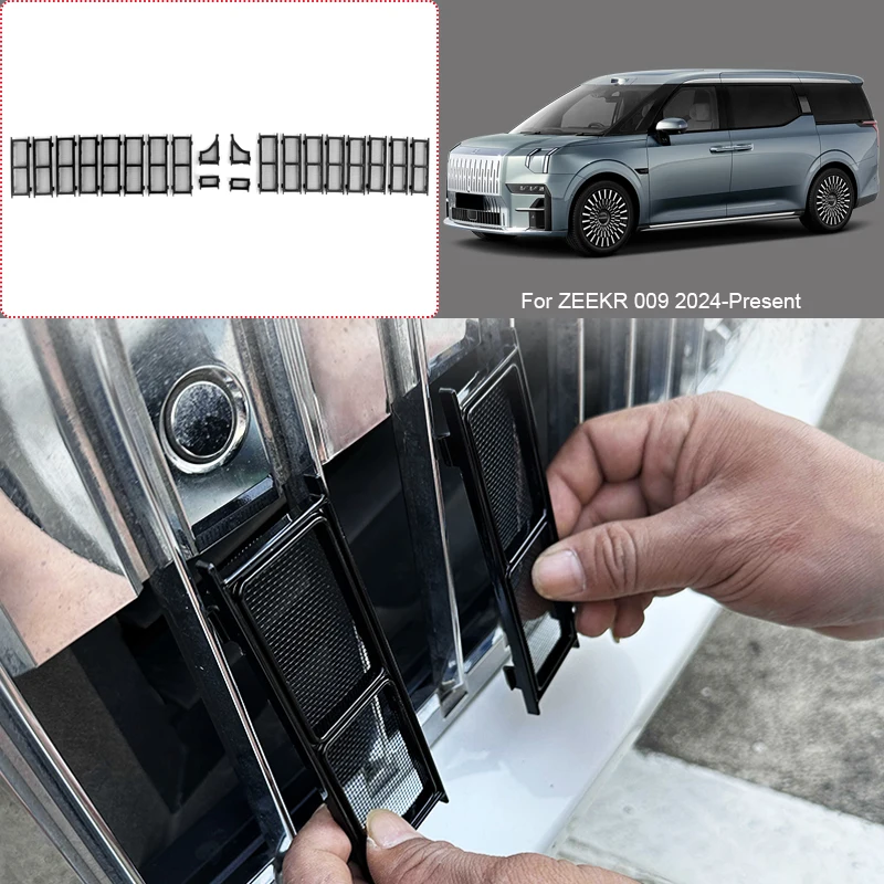 ABS Car Modify Front Buckle Insect Proof Net For ZEEKR 009 2024-Present Auto Front Bumper Center Intake Grille Cover Accessory