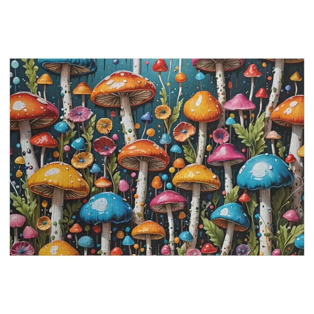 Pilze: Vibrant Mushrooms Fantasia 013 Puzzle für Kinder, individuelles Namenspuzzle aus Holz