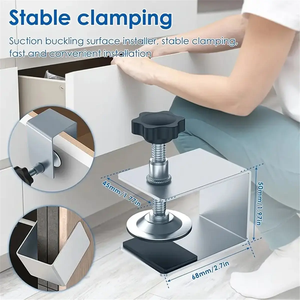 Woodworking C Clamps Set, Cabinet Jig Drawer Fixing Clip, Door Handle Installation Tool for Front Knobs and Pulls 6Pcs