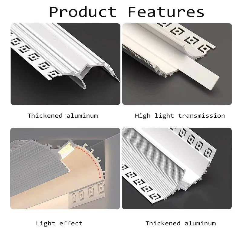 Imagem -03 - Perfil de Alumínio Led Plaster Board Embedded Light Drywall Instalação Embutida