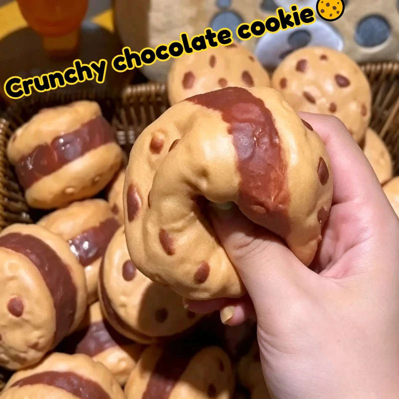 Chocolate‑Chip Cookie Squishy Stress Ball Crunchy Squeeze Toy Round Blocks Filled ASMR Anti Stress Release Hand Relax Gift Toy