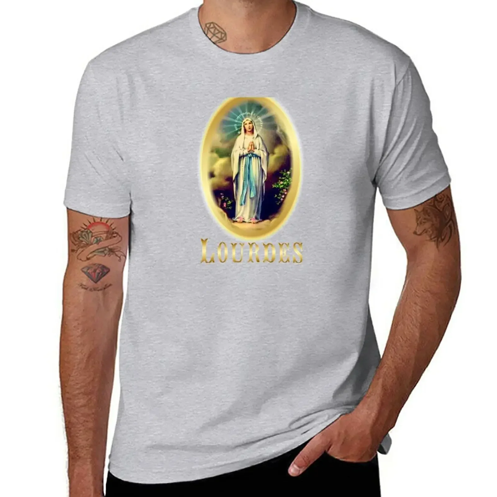 Graphics Mens T Shirt Our Lady of Lourdes Virgin Mary France St Bernadette France Catholic T-Shirt Graphic Men Clothing Harajuku