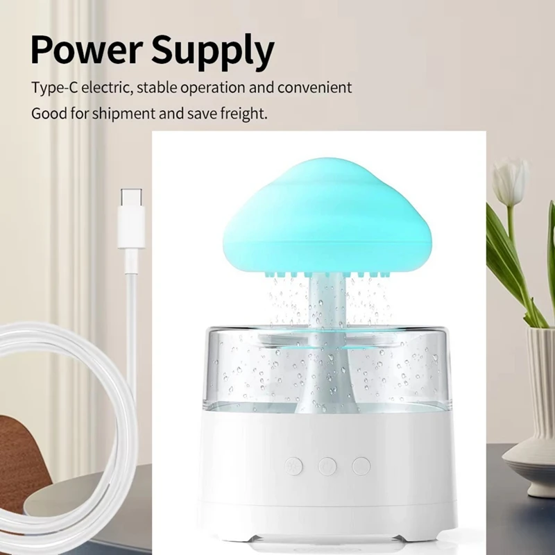 Rain Cloud Humidifier, Mushroom Humidifier, Cloud Humidifier With Adjustable LED Lights, Rain Cloud Diffuser, Remote