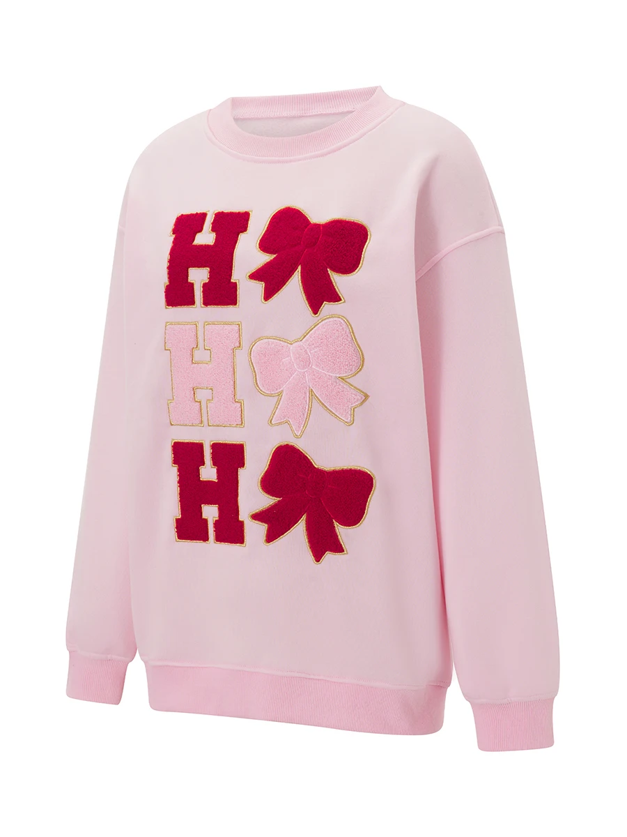 Kerstsweatshirt voor dames Kerstman Letter Drop Schouders Casual trui met lange mouwen en tops