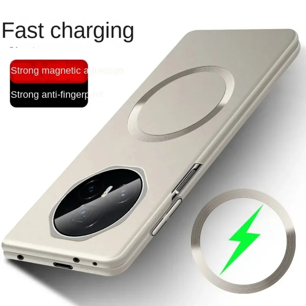 Coque de téléphone Ultra fine et brillante, peinture métallique de luxe, pour Honor Magic V5 V3 V2 VS3, Charge magnétique respectueuse de la peau, couverture rigide Anti-chute