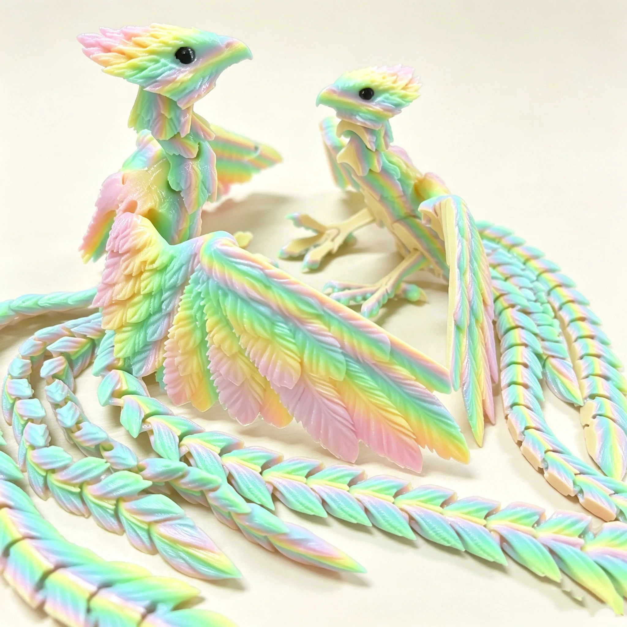 3D Printed Articulated Phoenix Figurine Moving Joints Fidget Toy Fantasy Bird Mythical Creature Desk Decor Collectible Gift