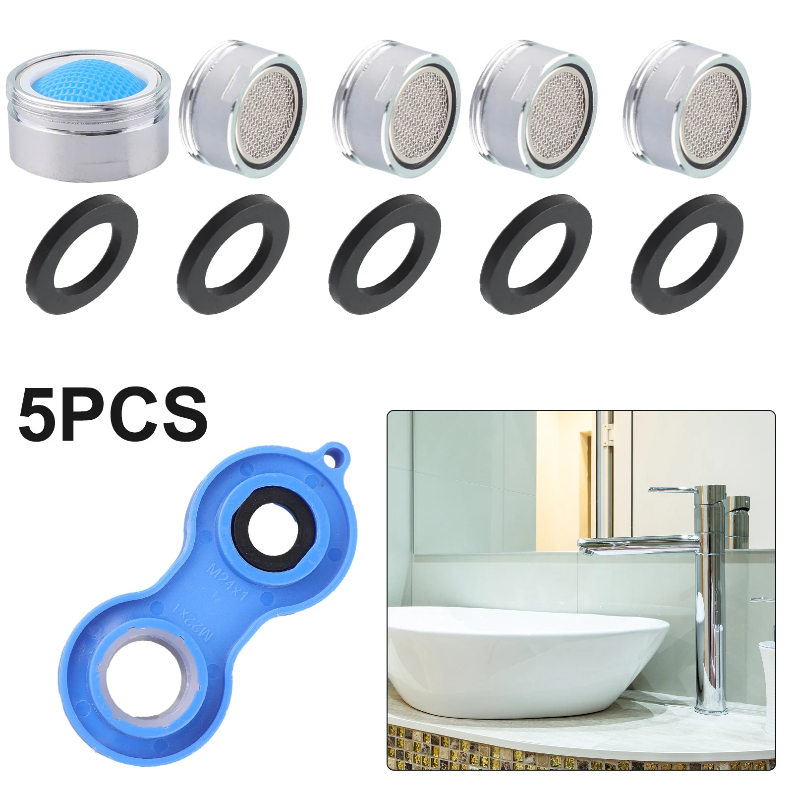 5x Perlator Faucet Aerators Regulator M24 Water Tap Perlators Water Parts Element Mixing Nozzle Wrench Faucet Aerators For Taps