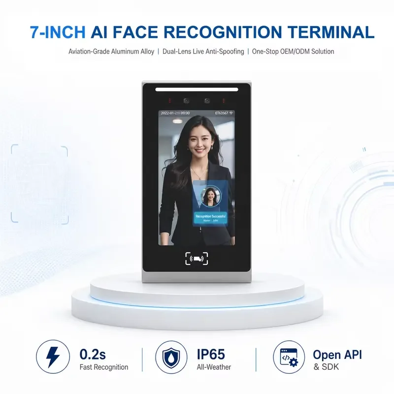 for Wholesale IP65 Waterproof 7 Inch Touch Screen Facial Recognition Terminal AI Live Access Control Android System
