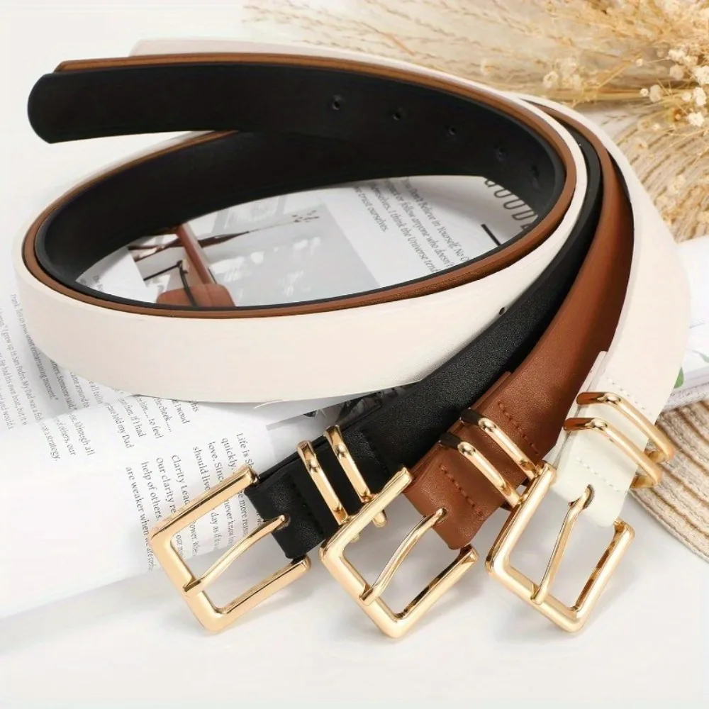 

3 Pcs Ladies PU Leather Belt Fashion Waist Belt for Jeans Pants Dresses Gift Women Accessories