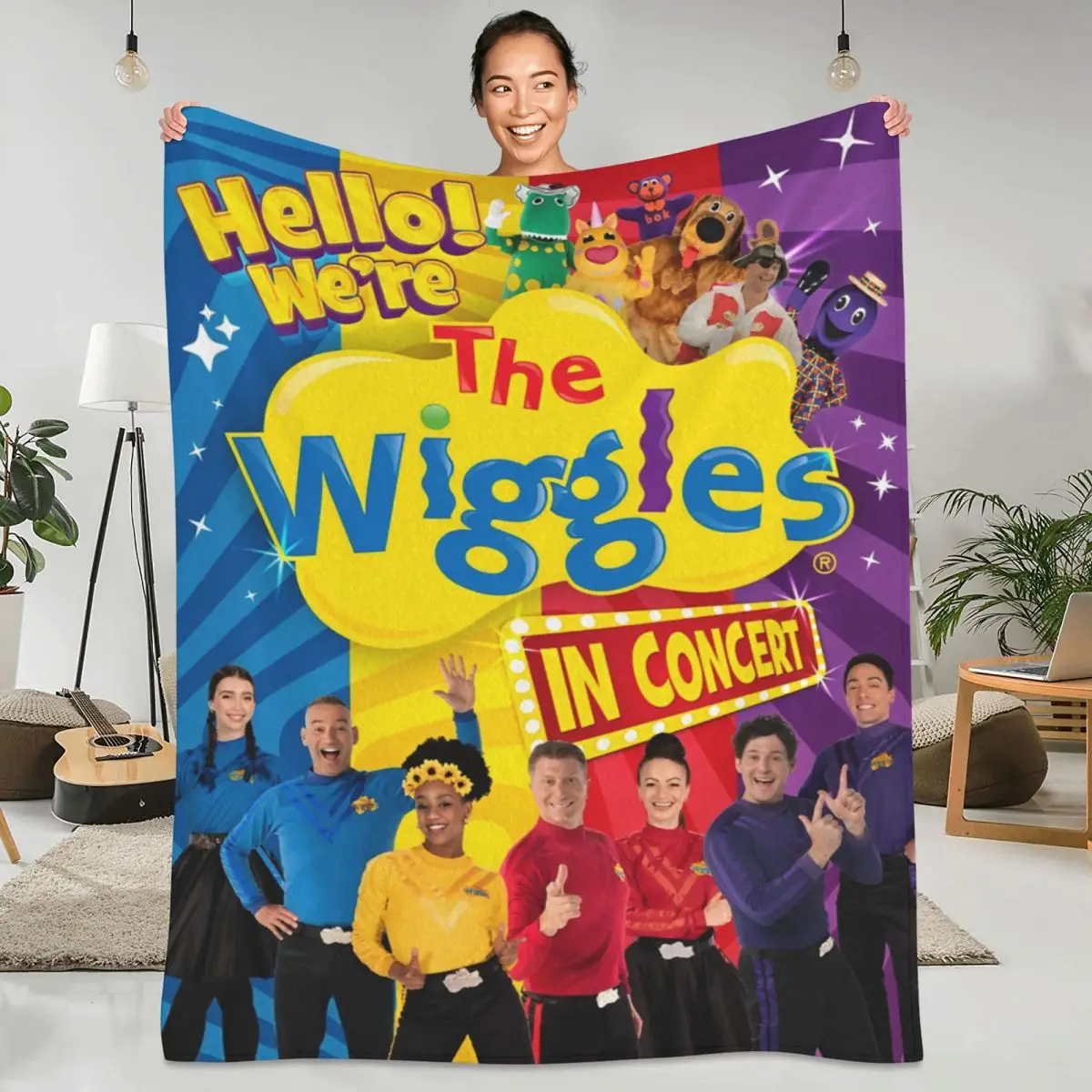 

The Wiggles Warm Blanket Australian Children's Music Group Picnic Plush Throw Blanket Bedroom Flannel Bedspread Sofa Bed Cover