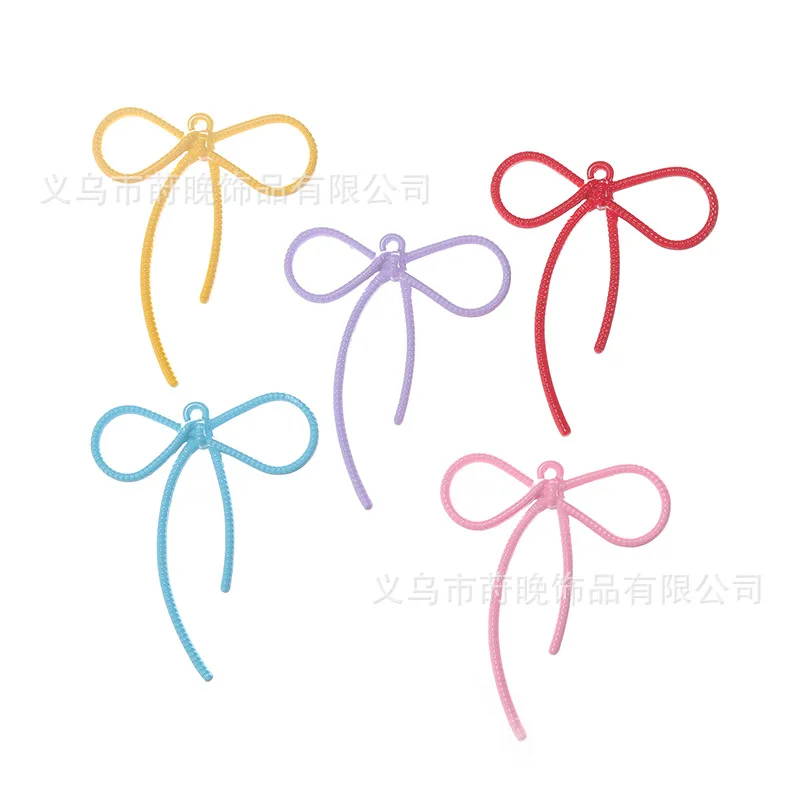 5 pçs pintado colorido webbing arco liga de zinco streamer macaron diy jóias acessórios pingente artesanal