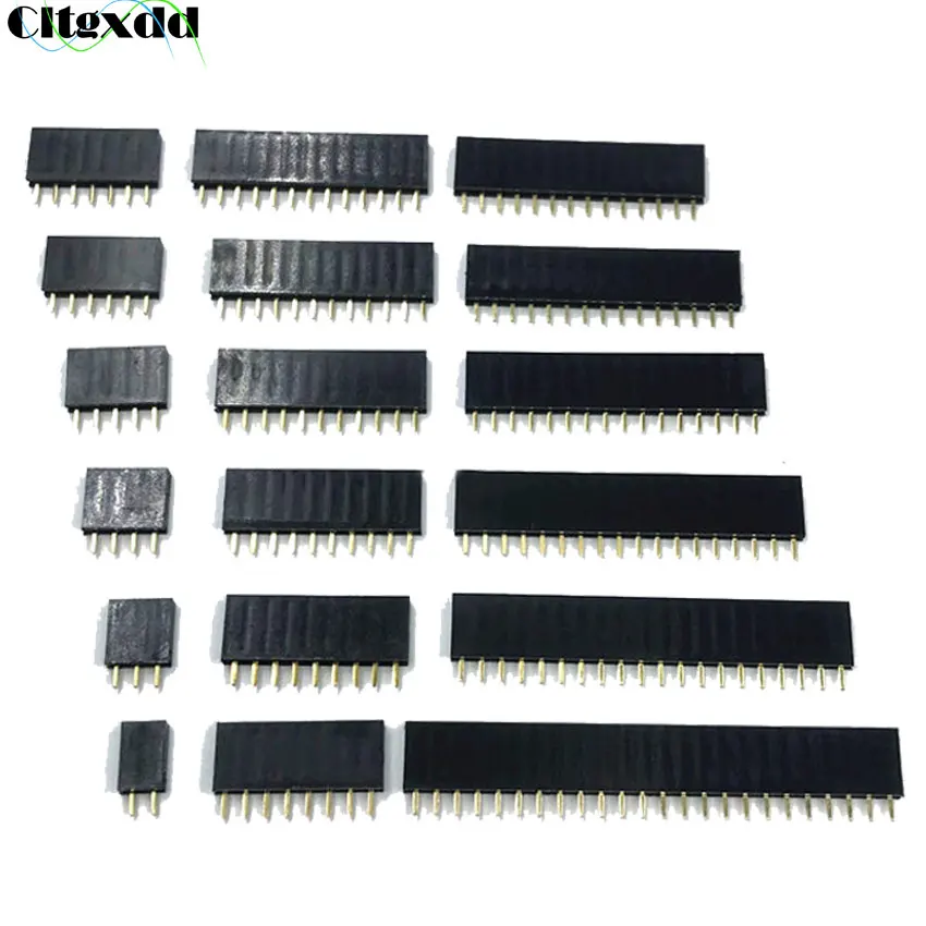 10pcs Single Row Female 2.54mm Spacing Female Socket Pin Header Connector 2P 3P 4P 5P 6P 7P 8P 9P 10P 11P 12P 13P 14P 15P 16~40P